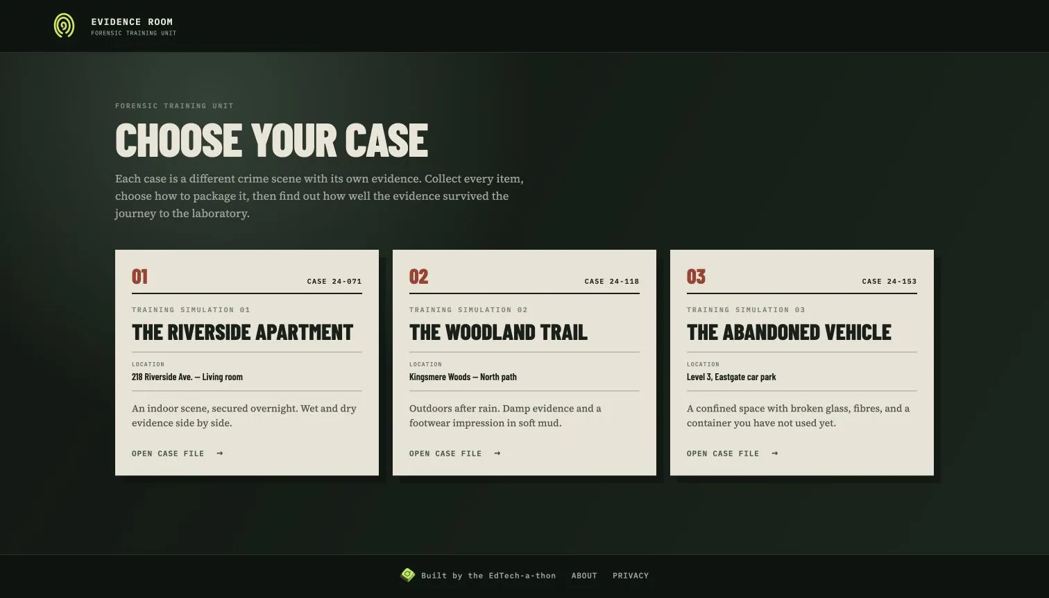Evidence Room screenshot