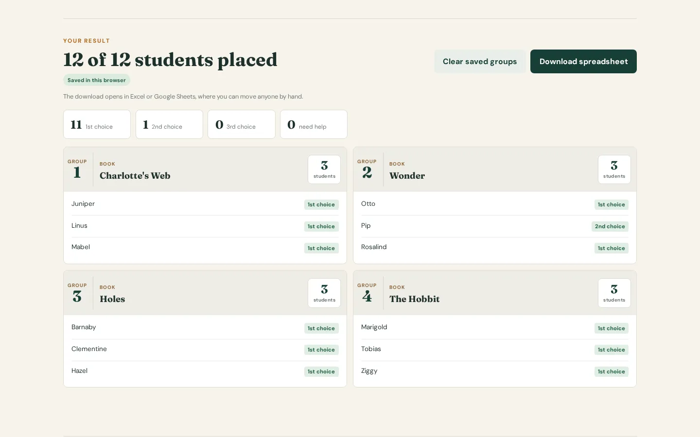 Group Readers screenshot