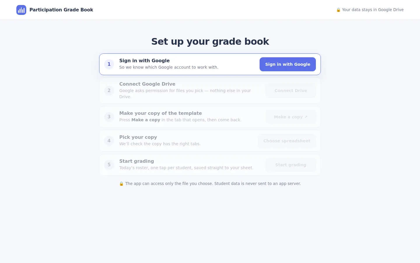 Participation Grade Book screenshot